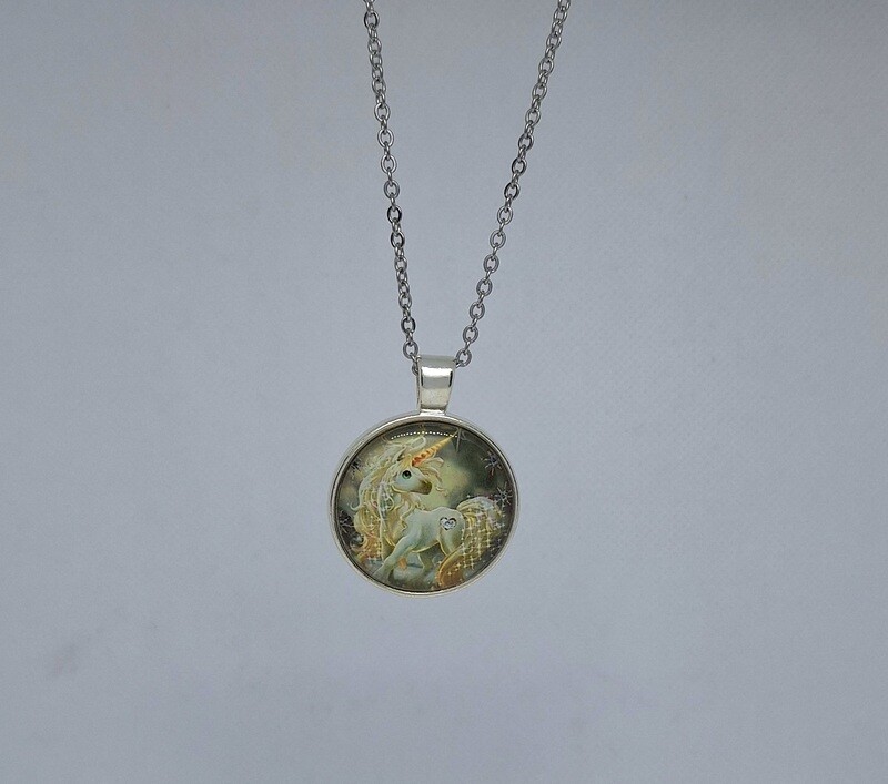 Unicorn Glass Cabochon Child Necklace