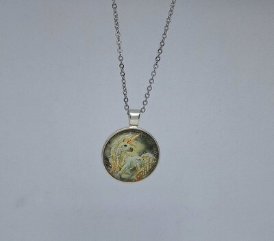 Unicorn Glass Cabochon Child Necklace