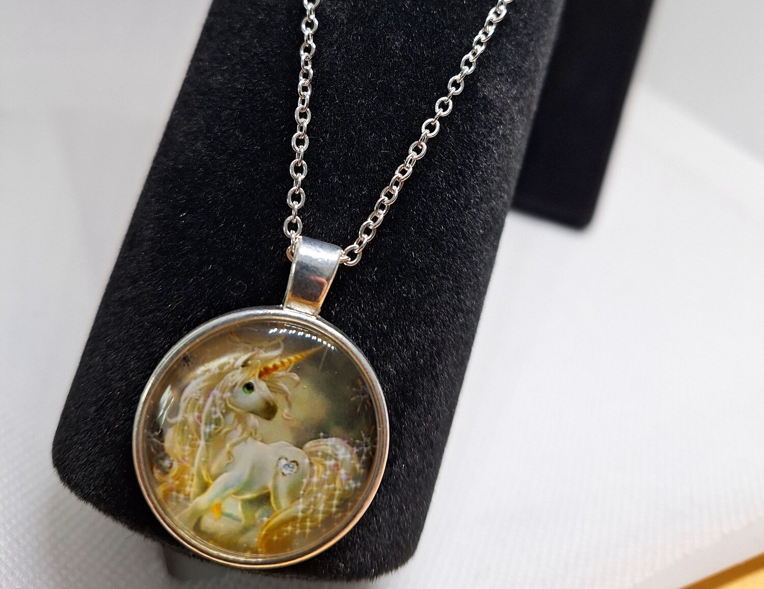 Unicorn Glass Cabochon Child Necklace