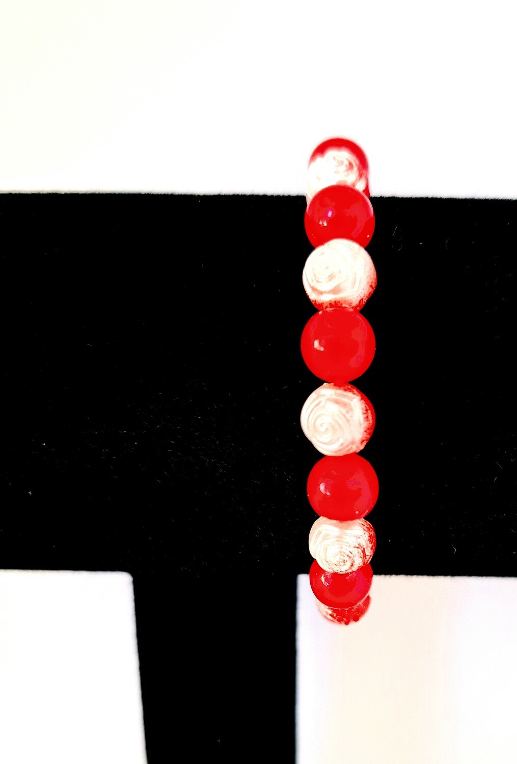 Red Speckled White Bracelet