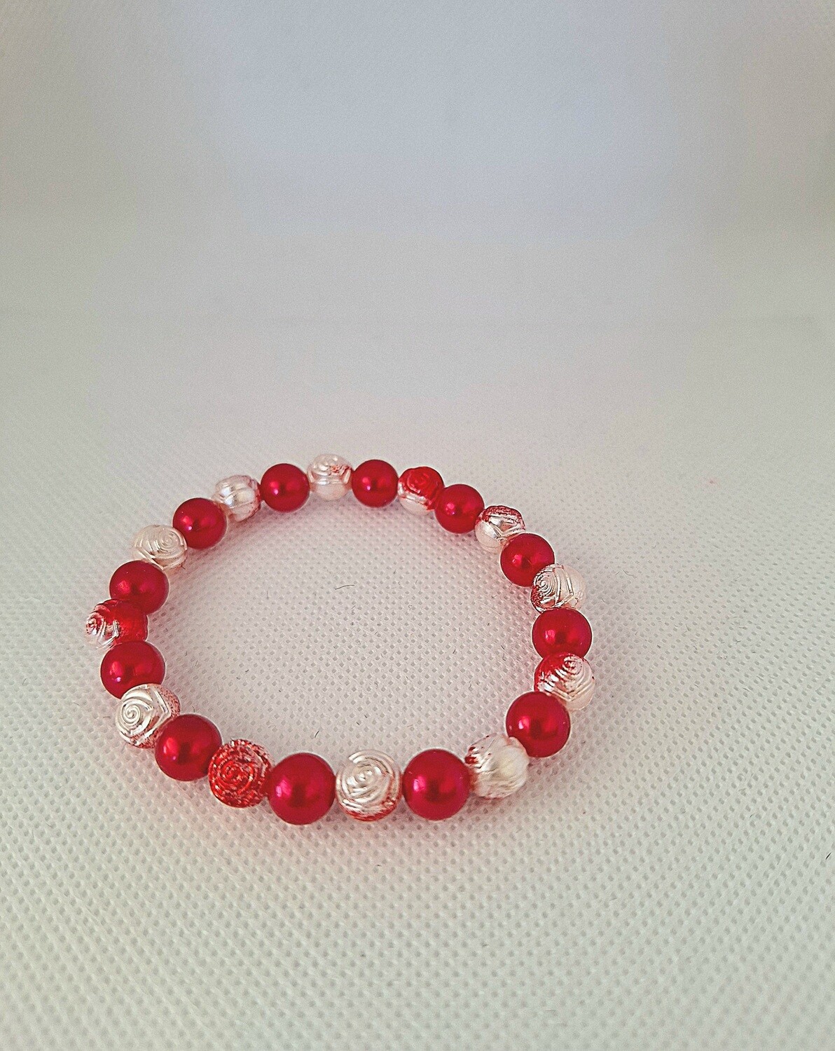 Red Speckled White Bracelet