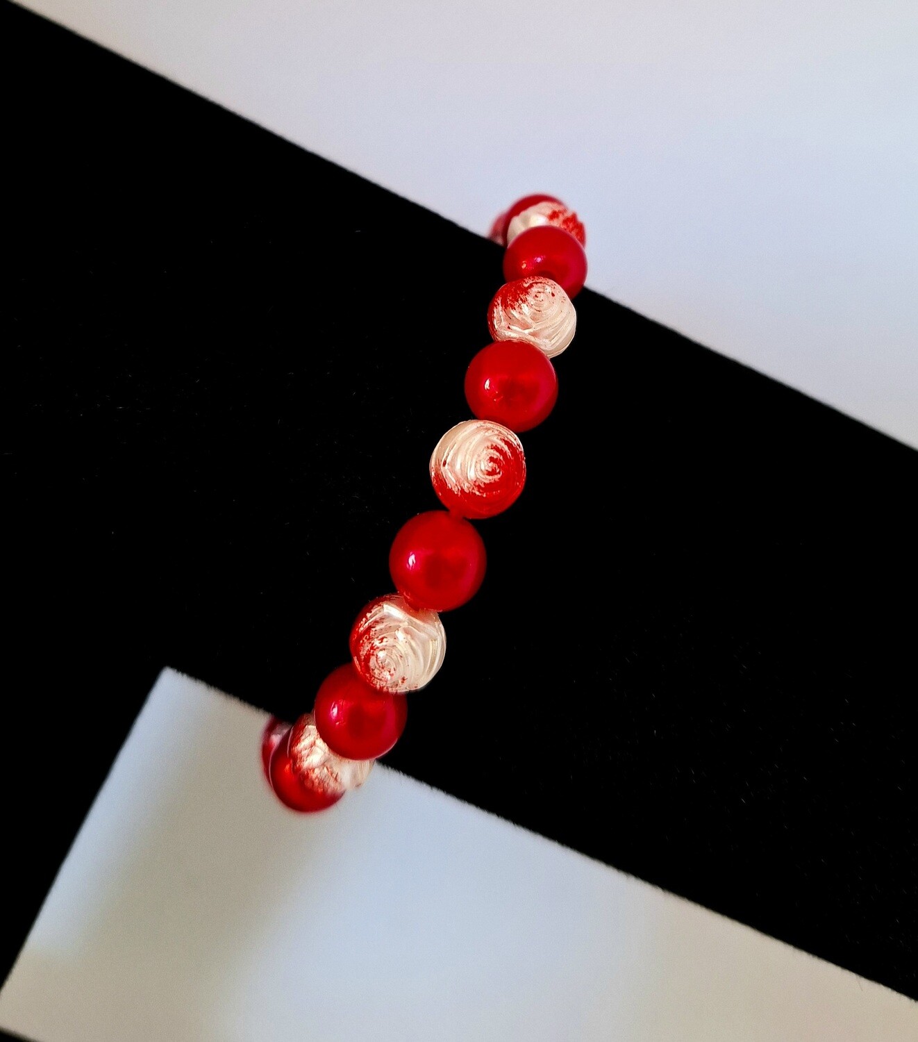 Red Speckled White Bracelet