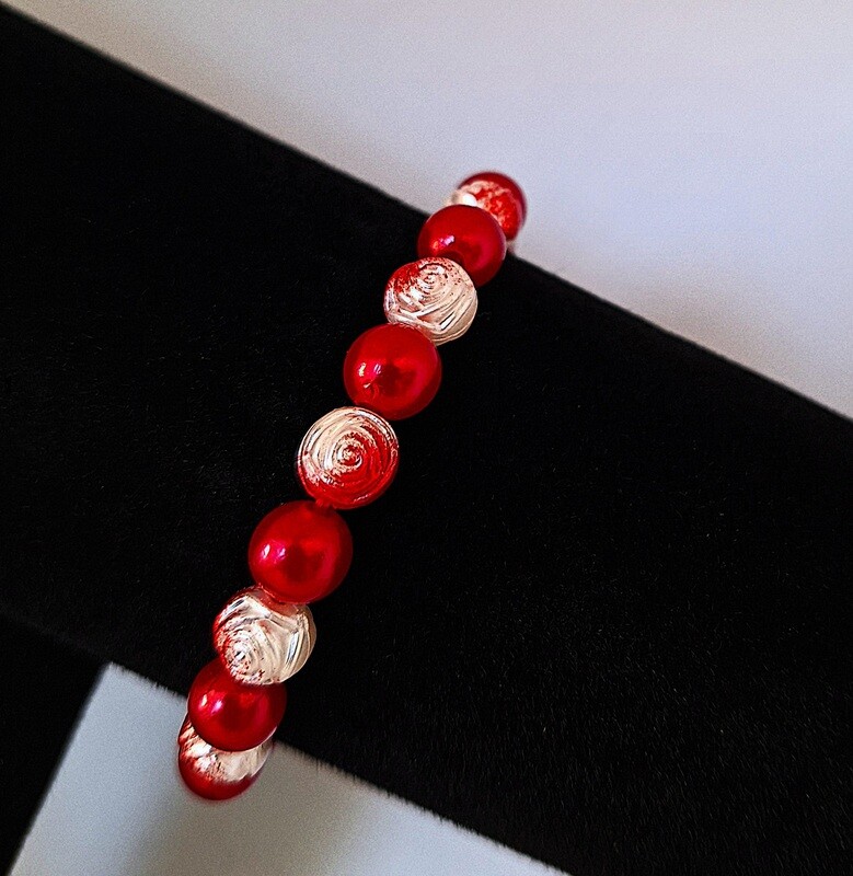 Red Speckled White Bracelet