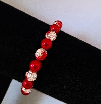 Red Speckled White Bracelet