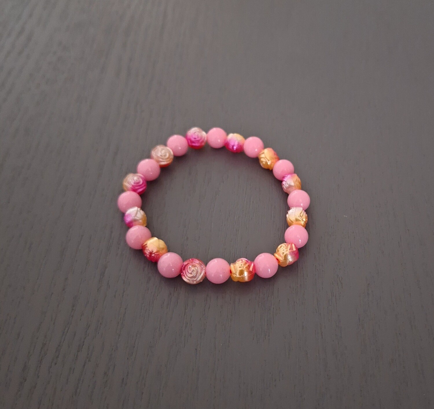 Gold Rose &amp; Pink Bracelet - Child Size