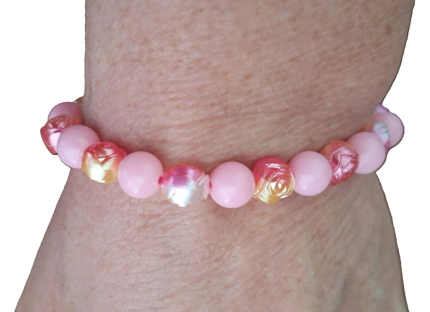 Gold Rose &amp; Pink Bracelet - Child Size