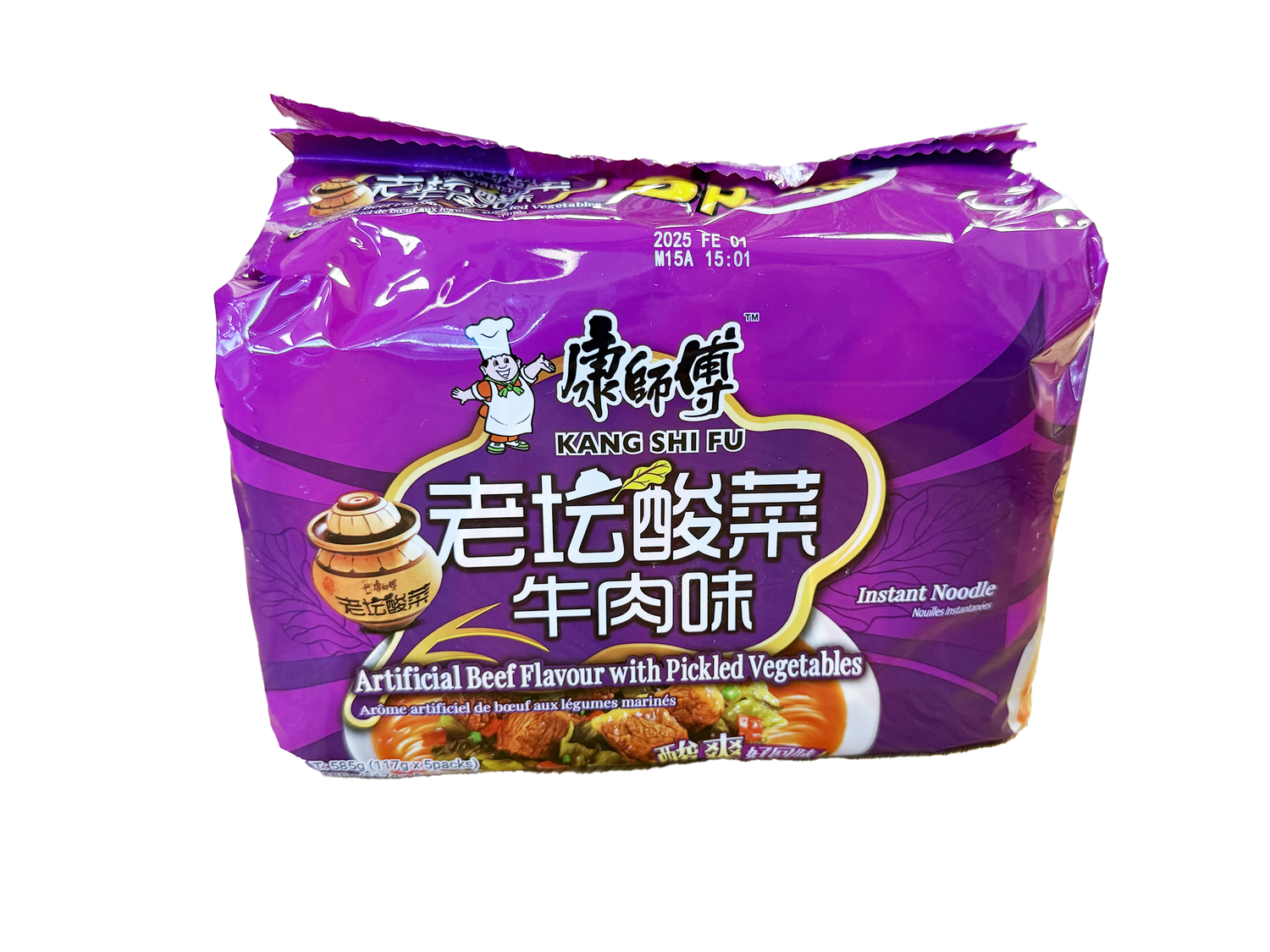 KSF Beef FLV W/Pick Veg康師傅老墰酸菜牛肉麵 (117g x 5)