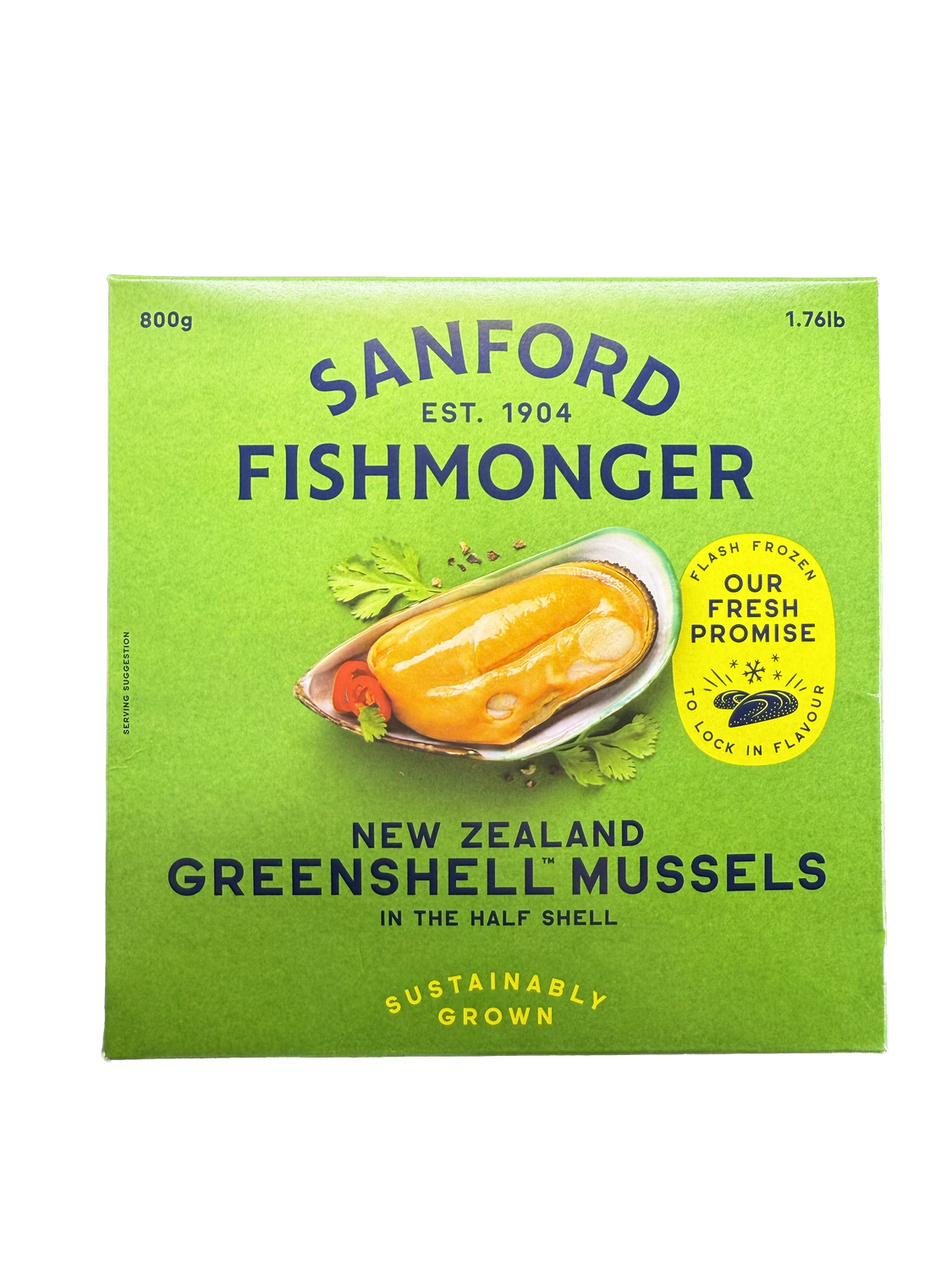 Sanford N.Z GreenShell Mussel紐西蘭半殼青口 (800g x12)