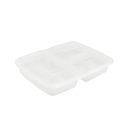 JE-348 48oz Rectangle Plastic Container 3-comp (100s)