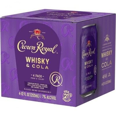 LIQ-355ml Crown Royal Whiskey &amp; Coke 4pak RTD