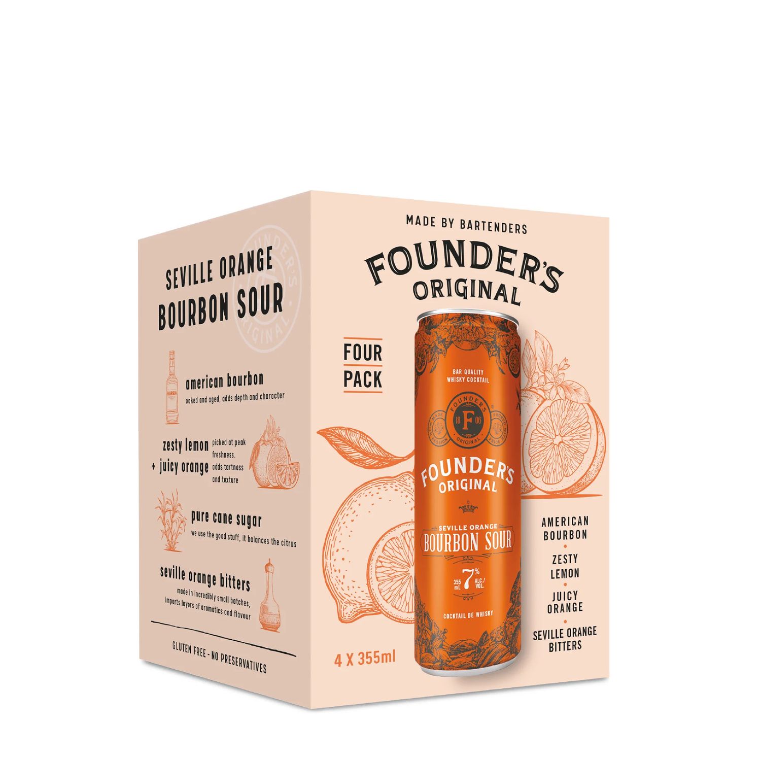 LIQ-355ml Founder&#39;s Seville Orange Bourbon Sour 4pk