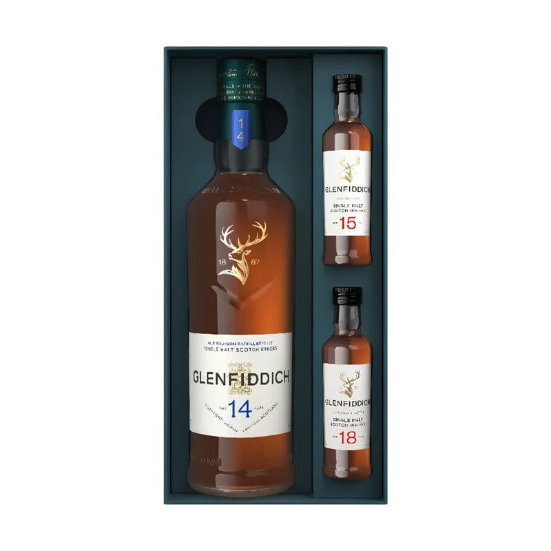 LIQ-750ml Glenfiddich 14yr Gift Pack with 15 &amp; 18yr 50ml