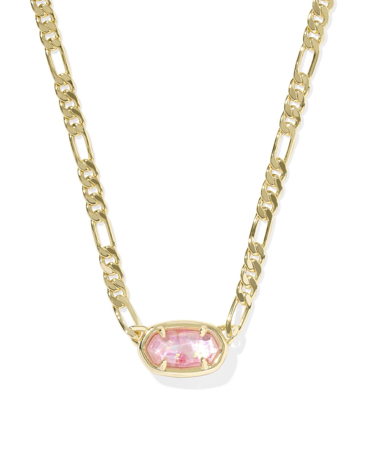 Elisa Figaro Pendant Necklace Gold Pink Iridescent Mop