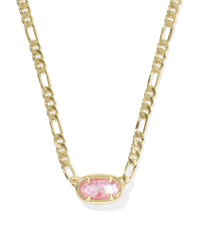 Elisa Figaro Pendant Necklace Gold Pink Iridescent Mop