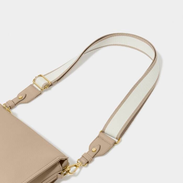 Stripe Canvas Bag Strap (Taupe/White)