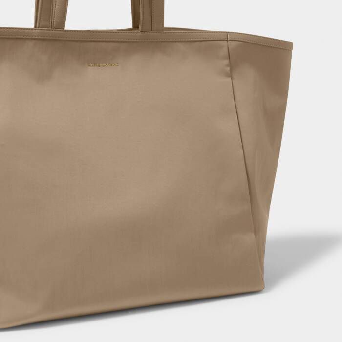 Nylon-Luxe Oversized Tote Bag (Taupe)