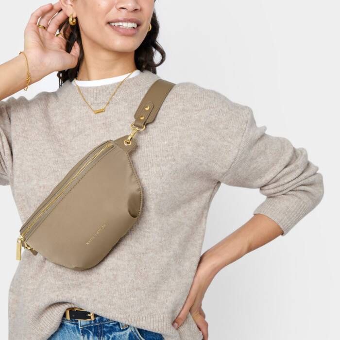 Nylon-Luxe Belt Bag (Taupe)