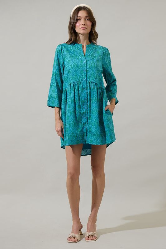 Leila Floral Brie Button Down Mini Dress