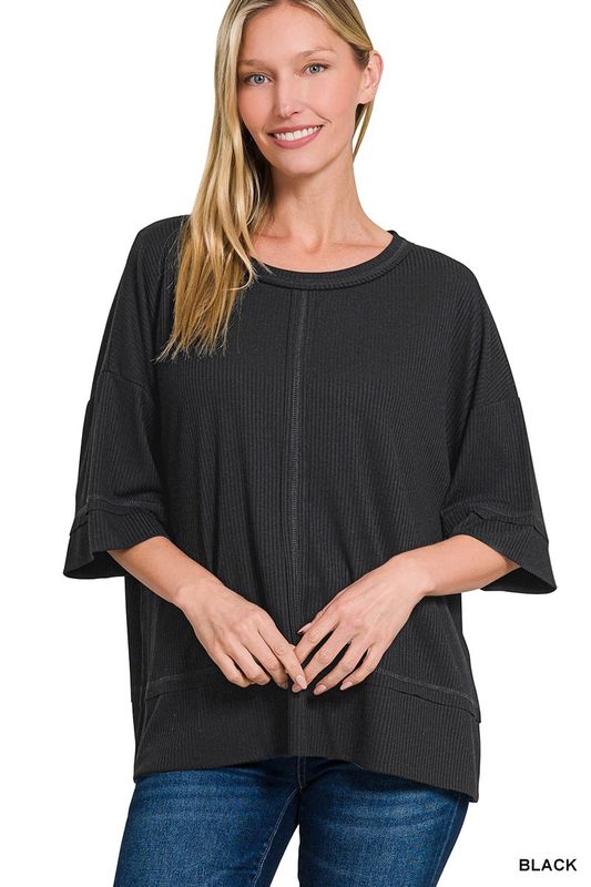 Black Boat Neck Top