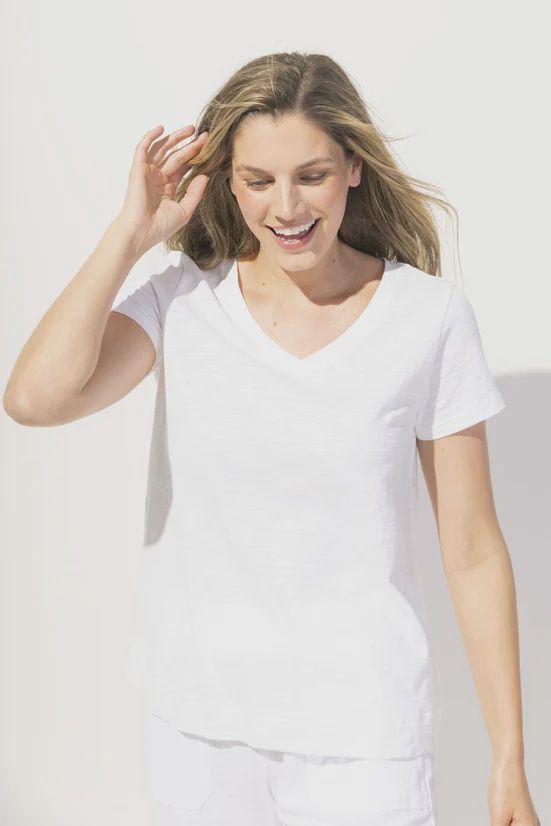 White Cotton V-Neck
