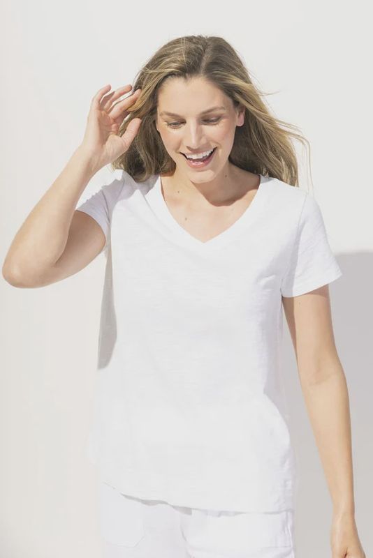 White Cotton V-Neck