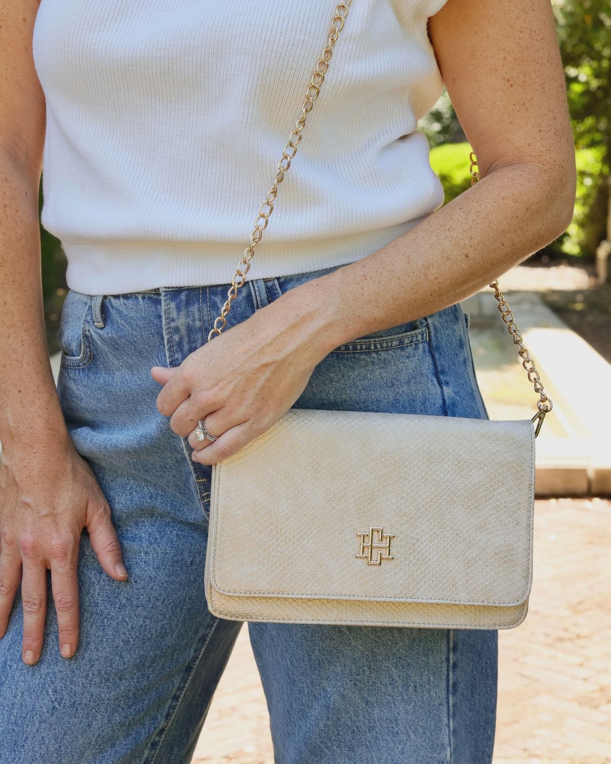 Bryn Clutch/Crossbody Shimmer Champagne