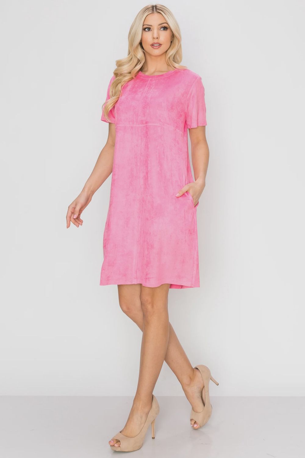 Audrey Suede Round Neck Dress