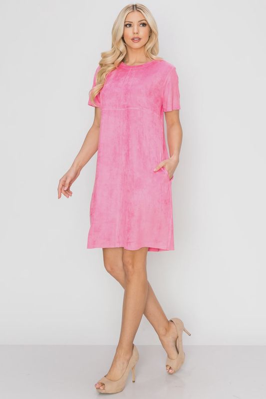 Audrey Suede Round Neck Dress