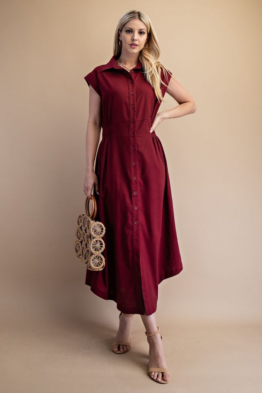 Sleeveless Linen Shirt Dress
