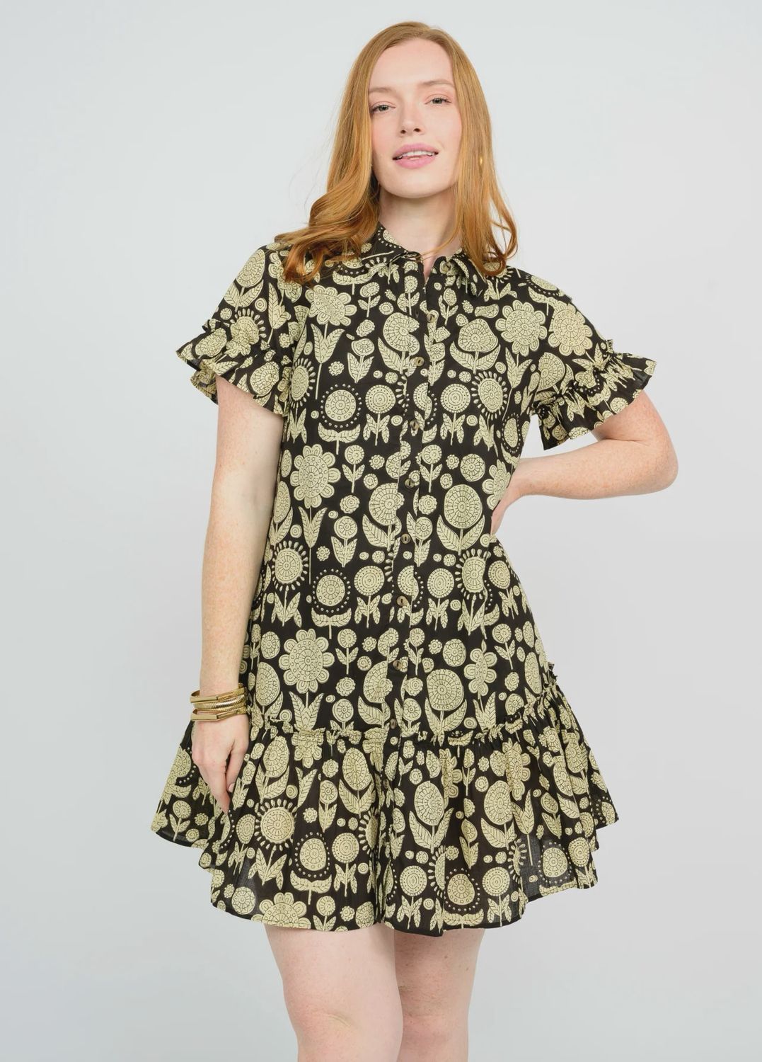 Ruffled Shirt Dress
