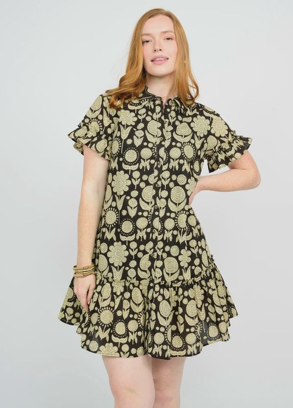 Ruffled Shirt Dress