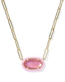 Elisa Frame Paperclip Necklace Gold/Pink