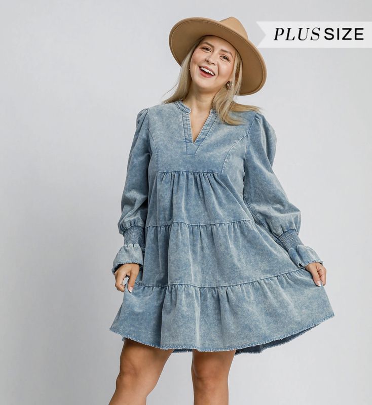 Stone Corduroy Tiered Dress