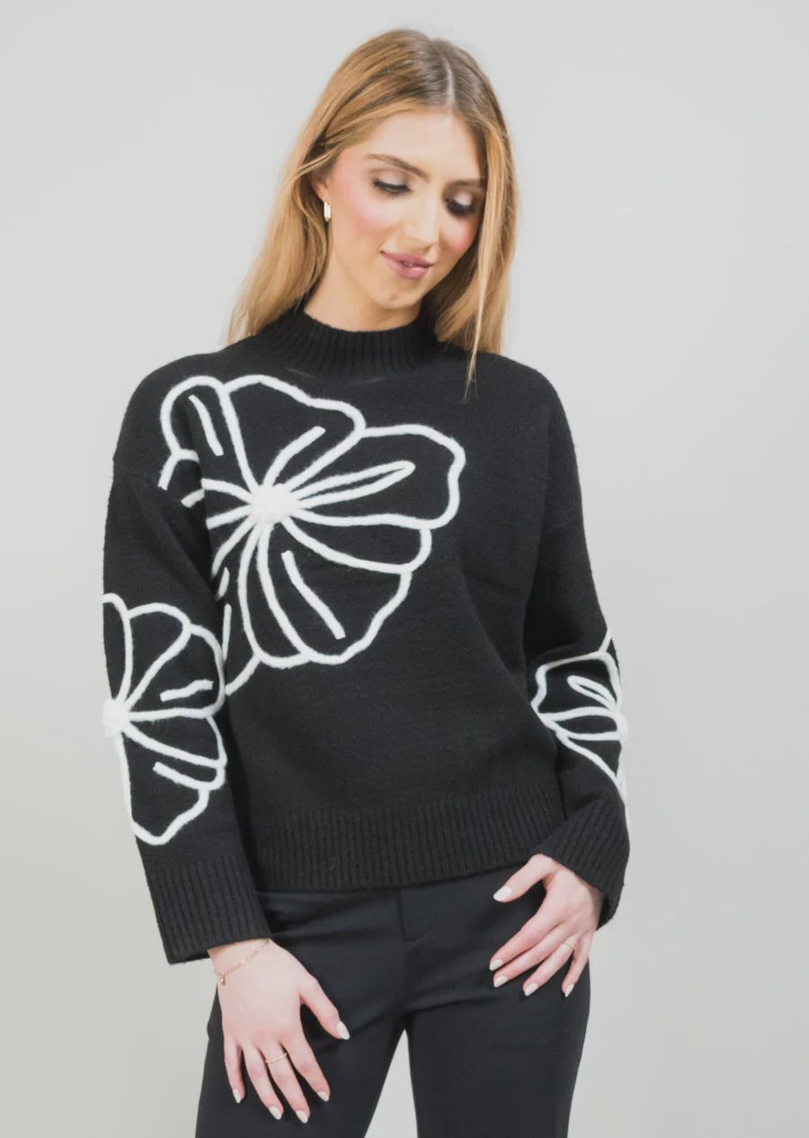 Poppy Embroidered Mockneck