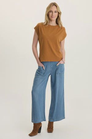 Gaia Soft Denim Wide-Leg Pant