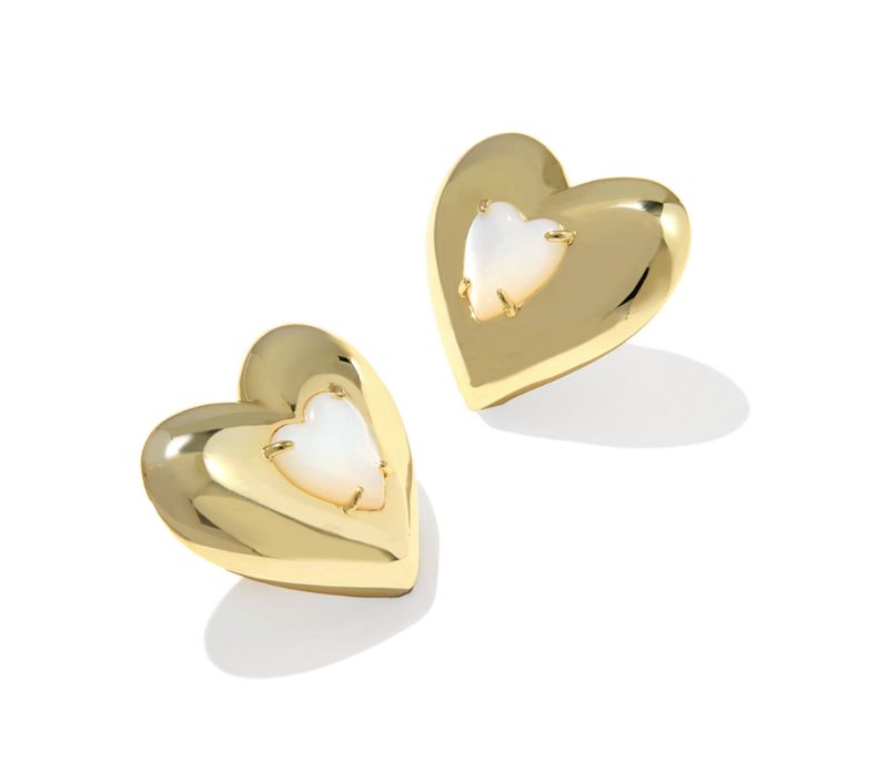 Sasha Heart Stud Ear Gold Ivory Mother of Pearl