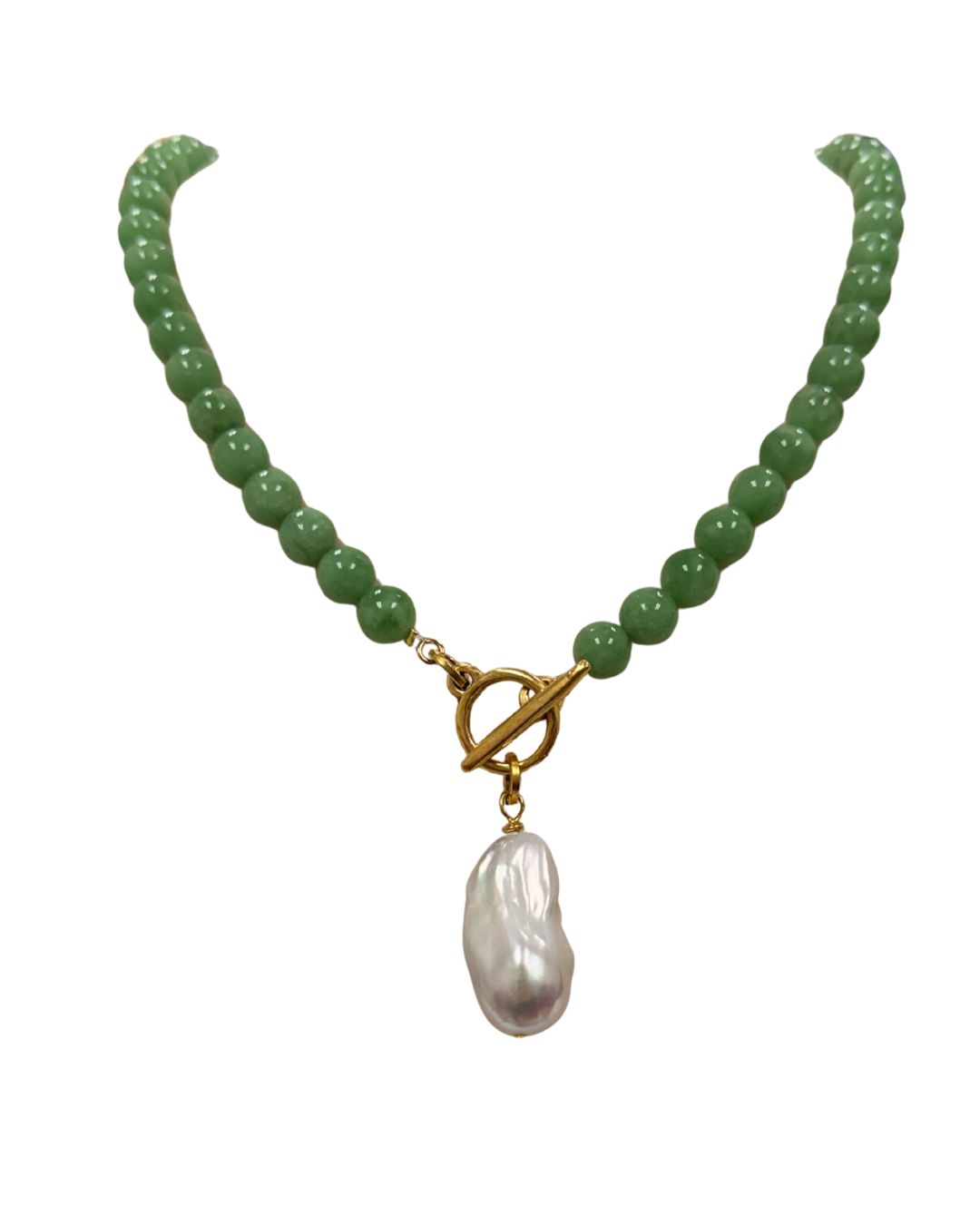 Green Beaded Pearl Necklace