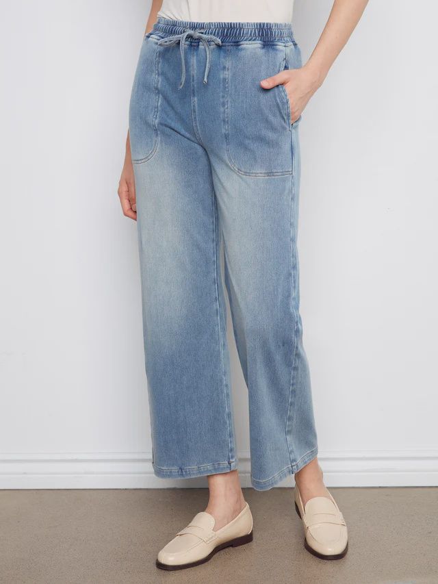 Knit Denim Wide Leg Pant