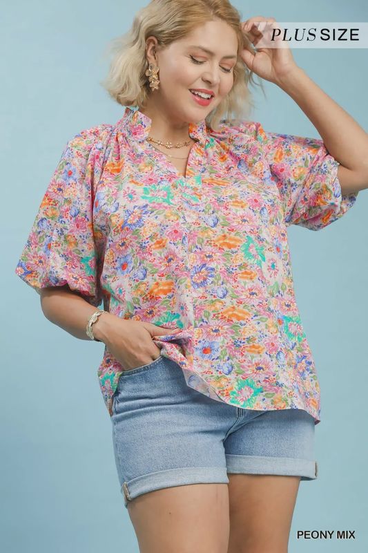 Peony Floral Mix Top