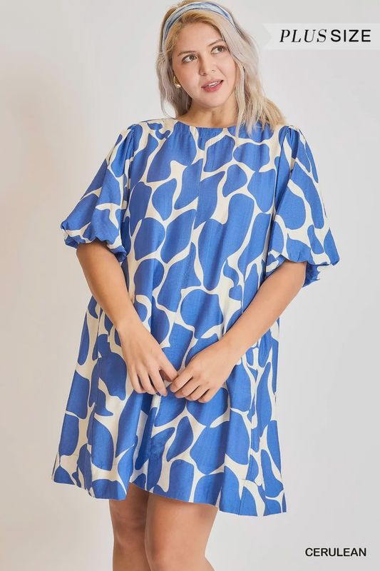 Two Tone Abstract Print Dress