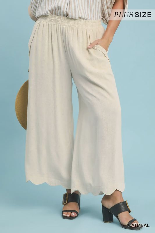 Linen Scallop Hem Pant