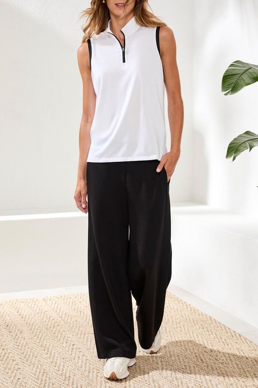 White Mock Neck Zip Up