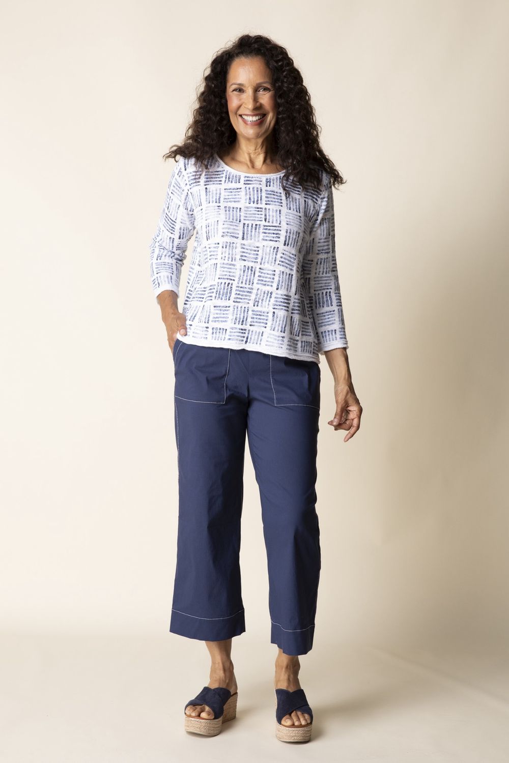 Blue Stamped Pulloever