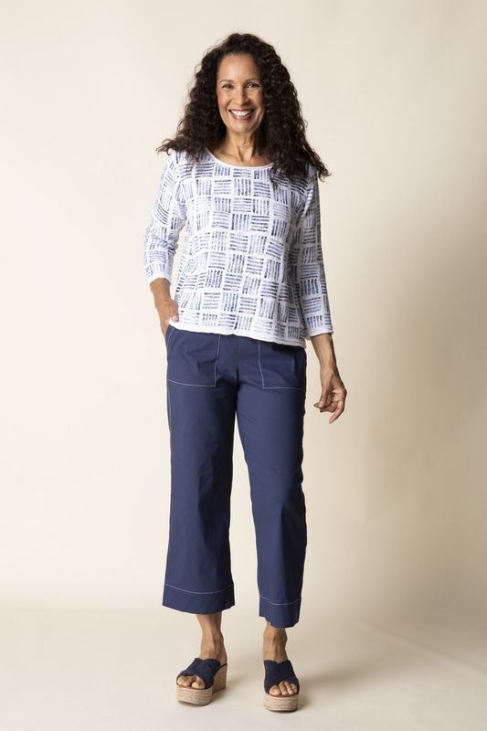 Blue Stamped Pulloever