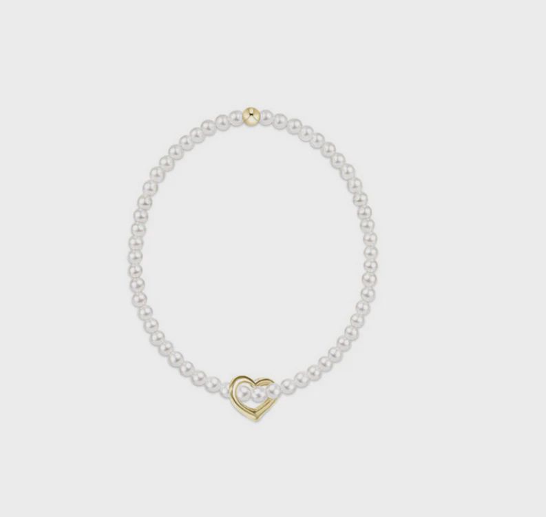 egirl Classic Pearl 3mm Bracelet- Love Gold Charm