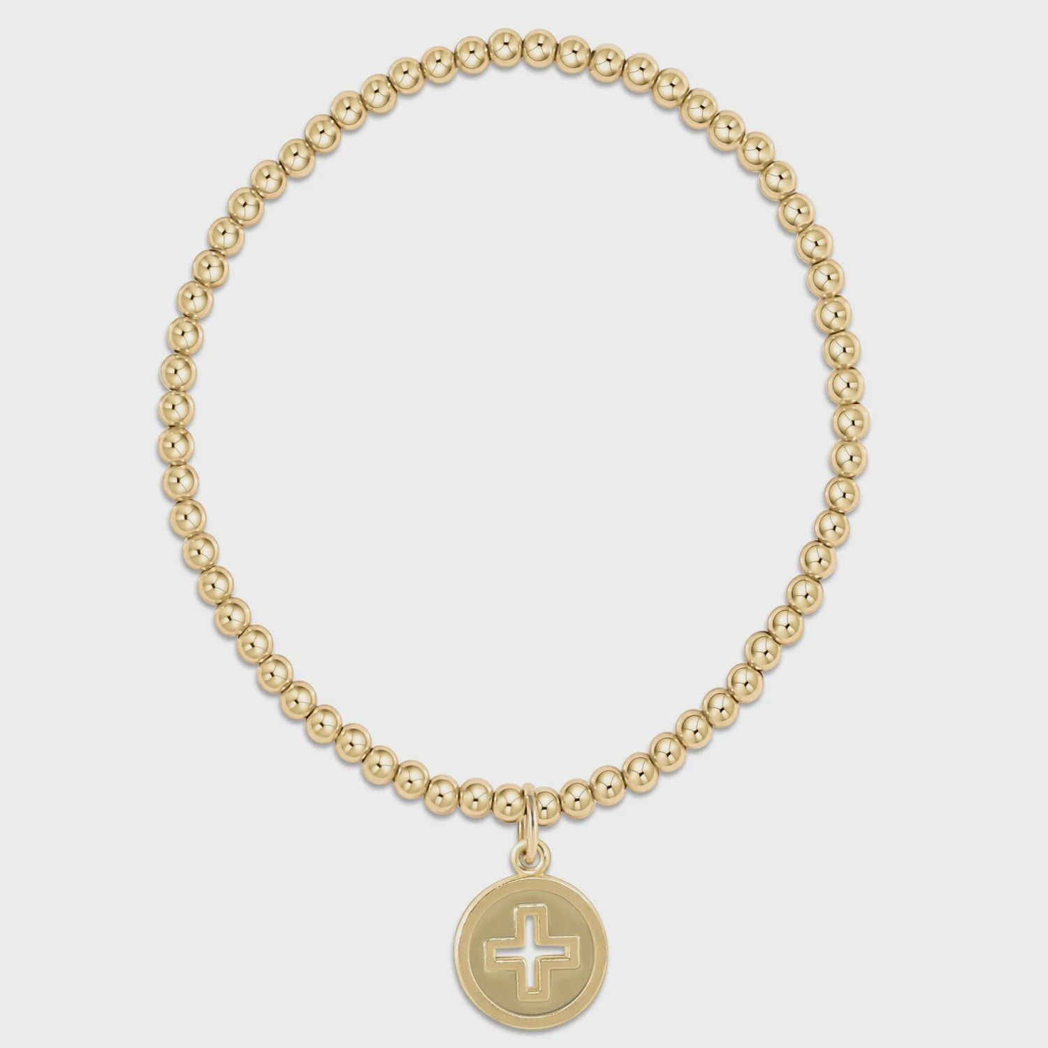 Classic Gold 3mm Bracelet - Signature Cross Gold Disc