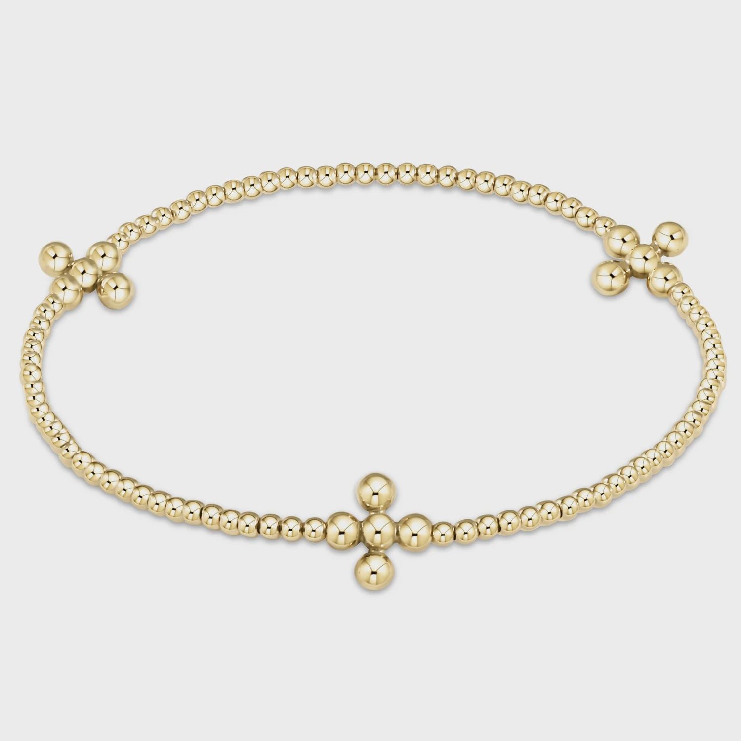 Beaded 3mm Gold Signature Cross 2mm Gold Bracelet