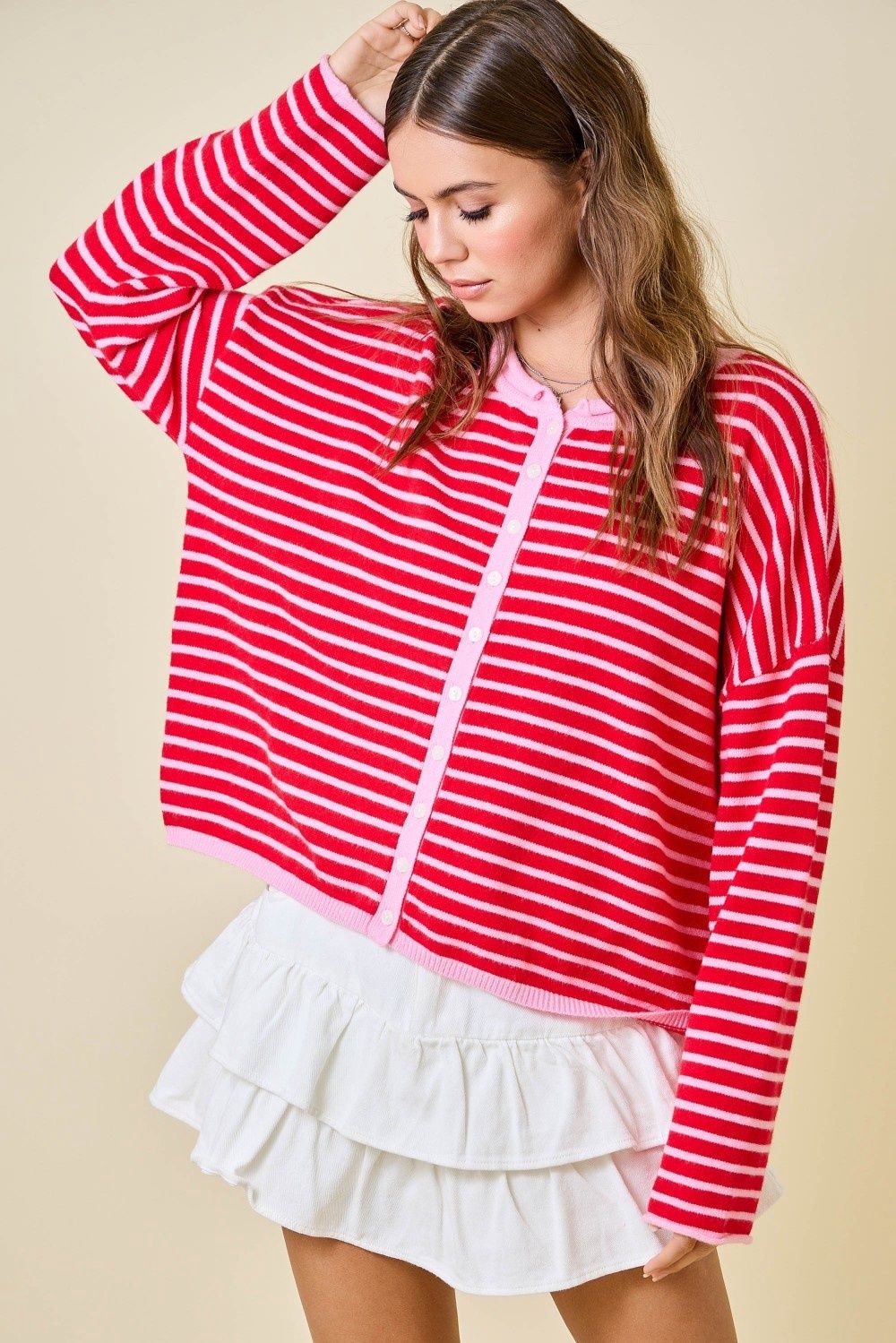 Strawberry Stripe Cardigan