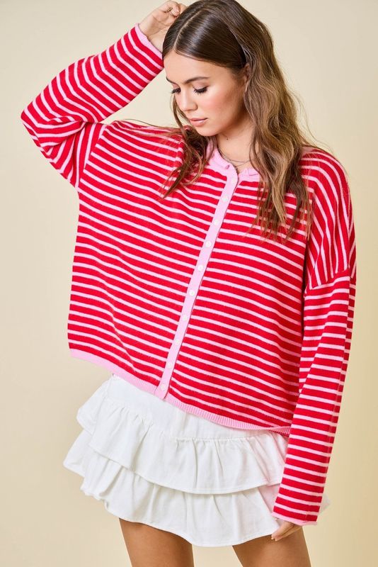 Strawberry Stripe Cardigan