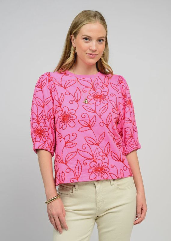 Pink Floral Vines Top